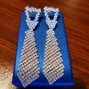 Silver Tie Tassel Earrings - New in box